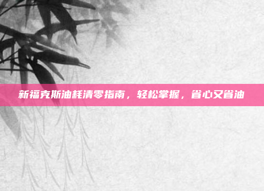 新福克斯油耗清零指南,轻松掌握,省心又省油