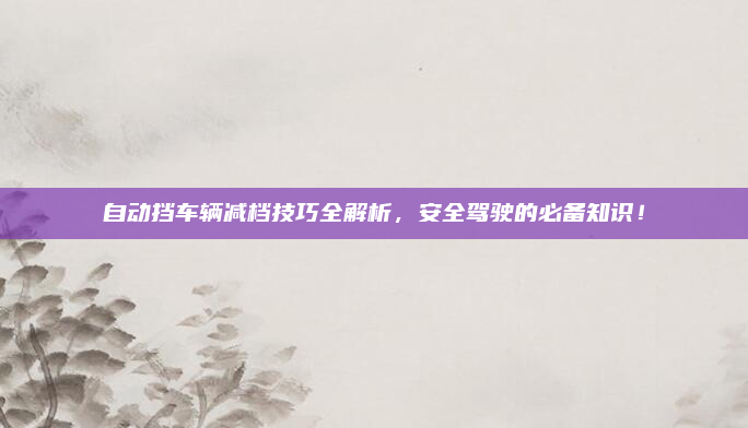 自动挡车辆减档技巧全解析，安全驾驶的必备知识！