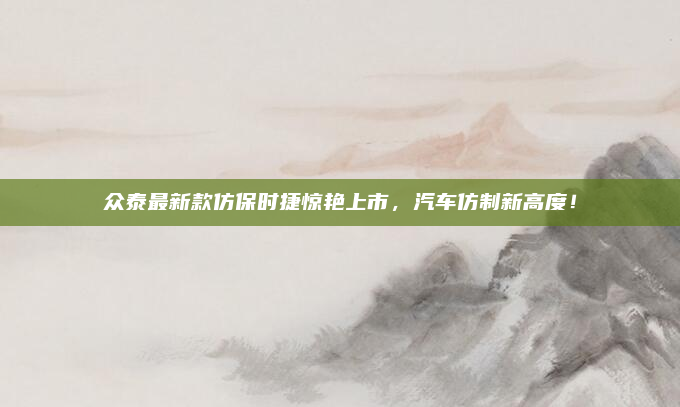 众泰最新款仿保时捷惊艳上市,汽车仿制新高度!