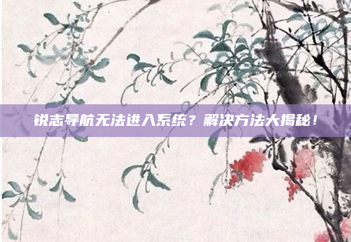 锐志导航无法进入系统?解决方法大揭秘!