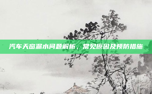 汽车天窗漏水问题解析,常见原因及预防措施