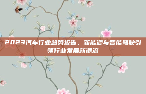 2023汽车行业趋势报告,新能源与智能驾驶引领行业发展新潮流