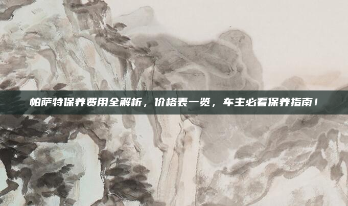 帕萨特保养费用全解析，价格表一览，车主必看保养指南！