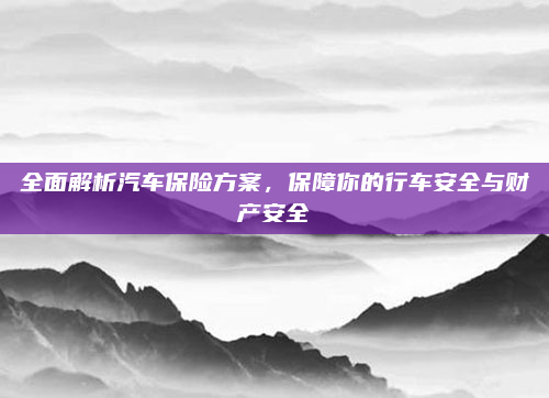 全面解析汽车保险方案,保障你的行车安全与财产安全