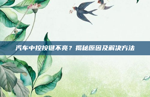 汽车中控按键不亮?揭秘原因及解决方法