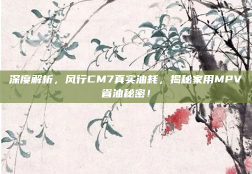 深度解析,风行CM7真实油耗,揭秘家用MPV省油秘密!