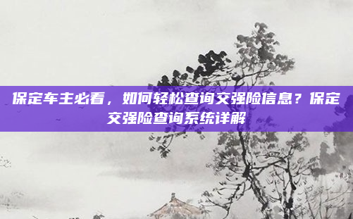 保定车主必看，如何轻松查询交强险信息？保定交强险查询系统详解