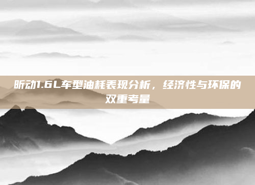 昕动1.6L车型油耗表现分析,经济性与环保的双重考量