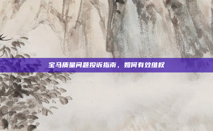 宝马质量问题投诉指南，如何有效维权
