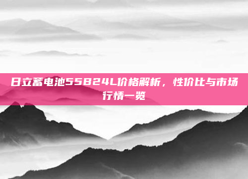 日立蓄电池55B24L价格解析，性价比与市场行情一览