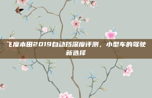 飞度本田2019自动挡深度评测,小型车的驾驶新选择
