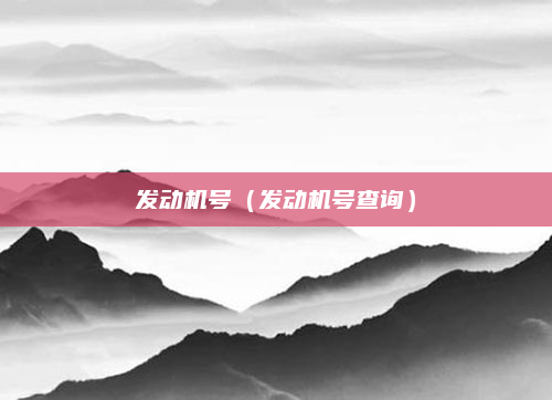发动机号（发动机号查询）