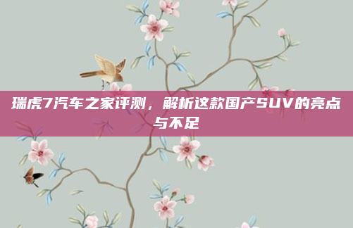 瑞虎7汽车之家评测,解析这款国产SUV的亮点与不足