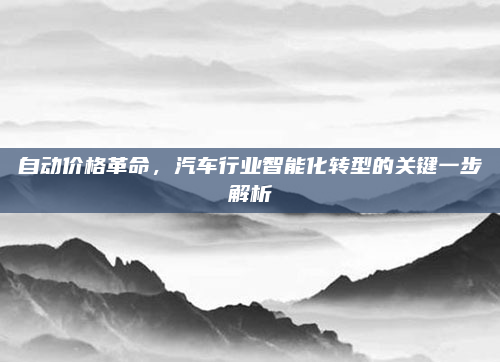 自动价格革命,汽车行业智能化转型的关键一步解析