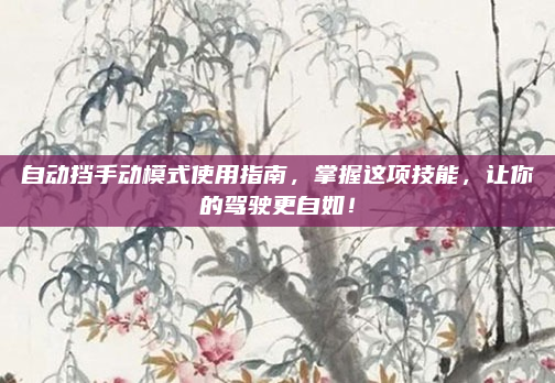 自动挡手动模式使用指南,掌握这项技能,让你的驾驶更自如!