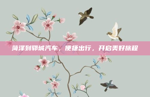 菏泽到郓城汽车，便捷出行，开启美好旅程