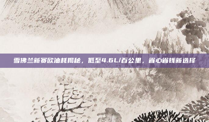 雪佛兰新赛欧油耗揭秘，低至4.6L/百公里，省心省钱新选择