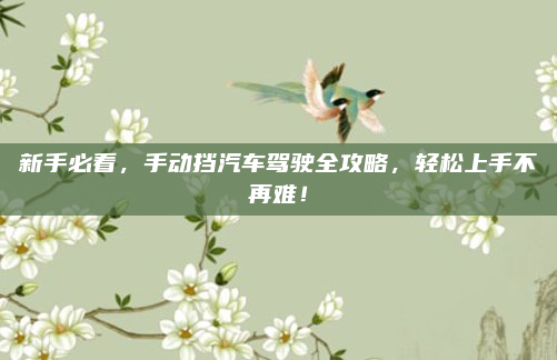 新手必看，手动挡汽车驾驶全攻略，轻松上手不再难！
