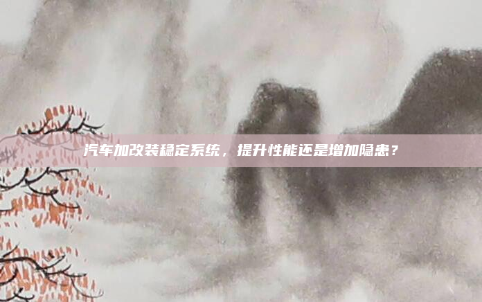 汽车加改装稳定系统，提升性能还是增加隐患？
