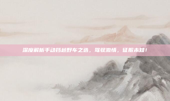 深度解析手动挡越野车之选，驾驭激情，征服未知！