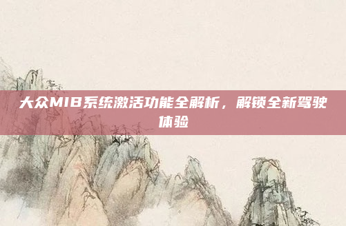 大众MIB系统激活功能全解析,解锁全新驾驶体验