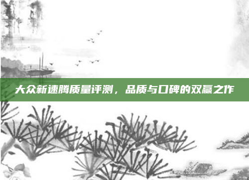 大众新速腾质量评测,品质与口碑的双赢之作