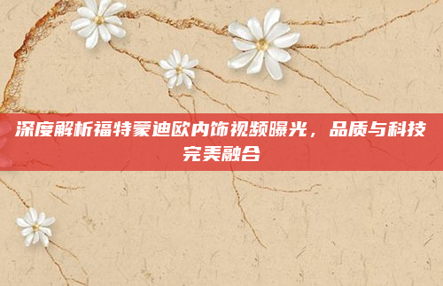 深度解析福特蒙迪欧内饰视频曝光，品质与科技完美融合