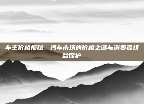 车主价格揭秘,汽车市场的价格之谜与消费者权益保护