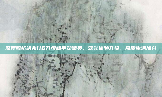 深度解析哈弗H6升级版手动精英,驾驶体验升级,品质生活加分