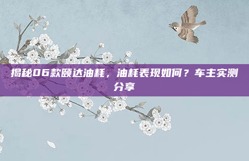 揭秘06款颐达油耗,油耗表现如何?车主实测分享