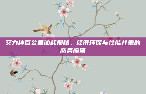 艾力绅百公里油耗揭秘，经济环保与性能并重的商务座驾