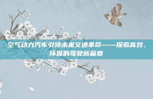 空气动力汽车引领未来交通革命——探索高效、环保的驾驶新篇章