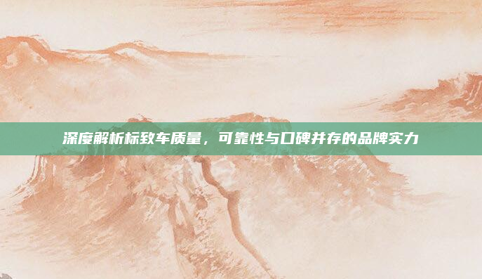 深度解析标致车质量,可靠性与口碑并存的品牌实力