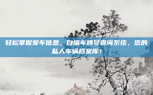 轻松掌握爱车信息，自编车牌号查询系统，您的私人车辆档案库！