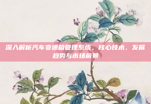 深入解析汽车变速箱管理系统，核心技术、发展趋势与市场前景