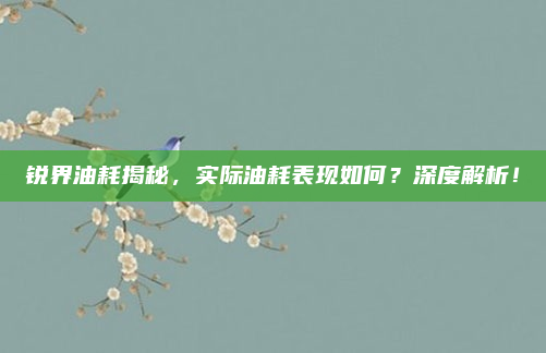 锐界油耗揭秘,实际油耗表现如何?深度解析!