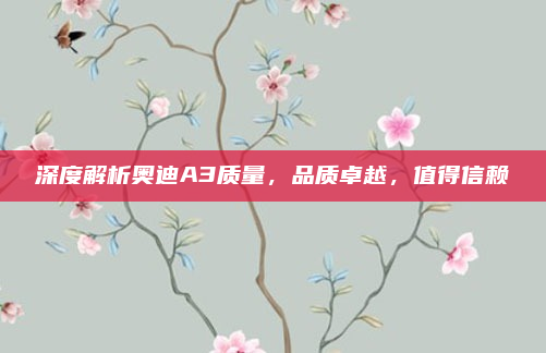 深度解析奥迪A3质量，品质卓越，值得信赖