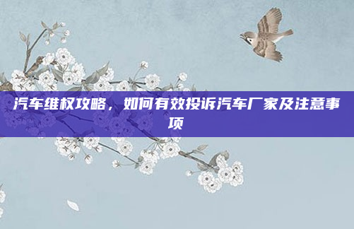 汽车维权攻略,如何有效投诉汽车厂家及注意事项