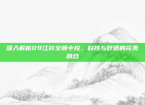 深入解析09江铃全顺中控，科技与舒适的完美融合