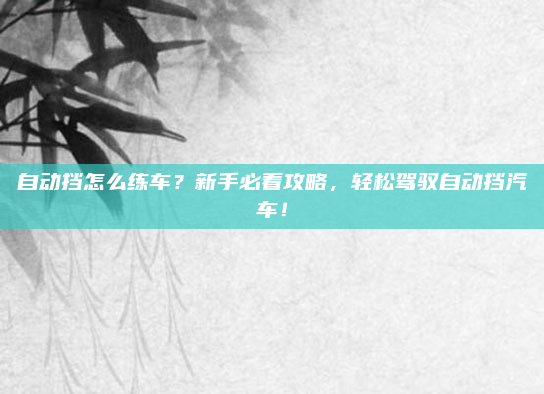 自动挡怎么练车?新手必看攻略,轻松驾驭自动挡汽车!