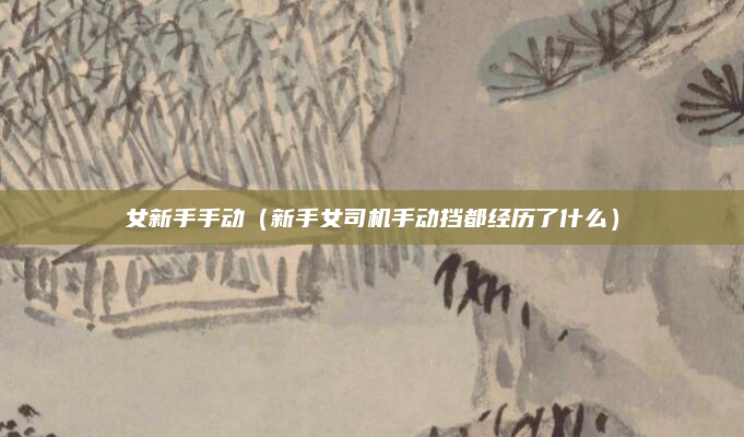 女新手手动(新手女司机手动挡都经历了什么)