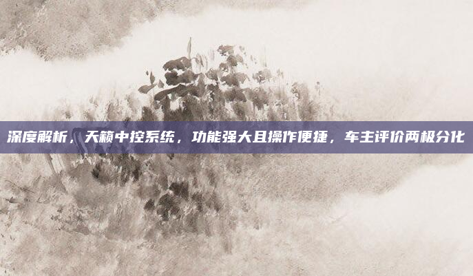 深度解析，天籁中控系统，功能强大且操作便捷，车主评价两极分化