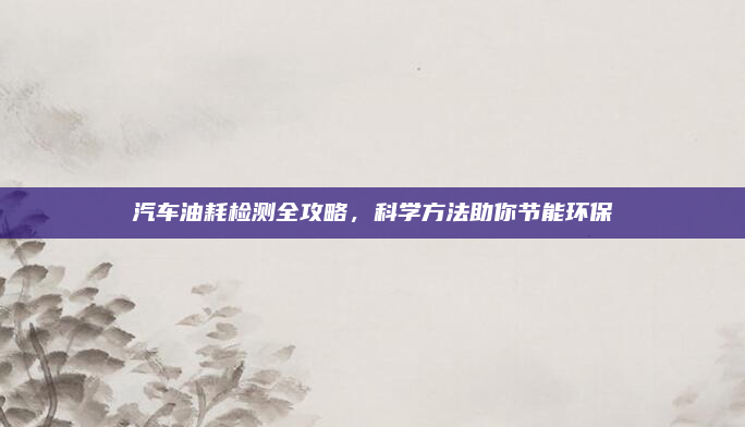 汽车油耗检测全攻略,科学方法助你节能环保