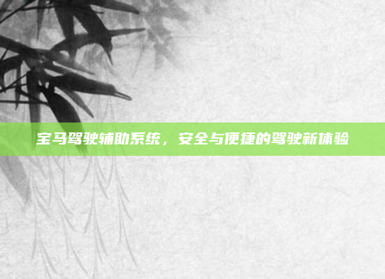 宝马驾驶辅助系统,安全与便捷的驾驶新体验