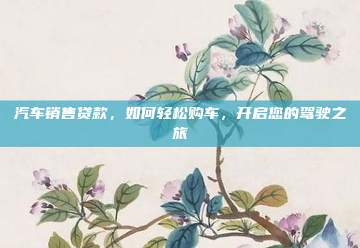 汽车销售贷款,如何轻松购车,开启您的驾驶之旅