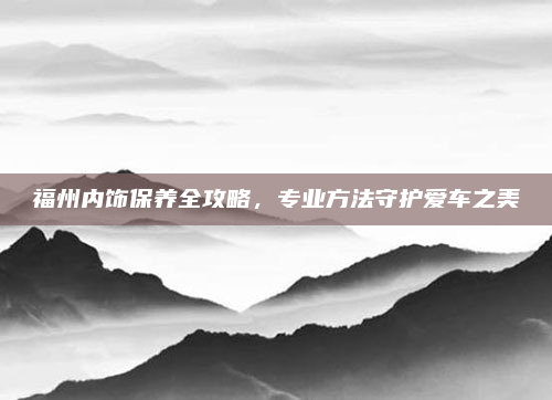 福州内饰保养全攻略,专业方法守护爱车之美