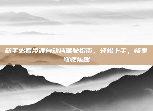 新手必看凌渡自动挡驾驶指南,轻松上手,畅享驾驶乐趣