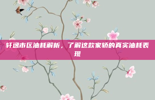 轩逸市区油耗解析,了解这款家轿的真实油耗表现
