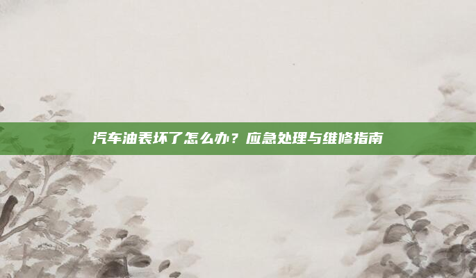 汽车油表坏了怎么办?应急处理与维修指南
