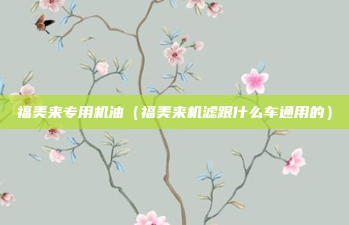 福美来专用机油（福美来机滤跟什么车通用的）